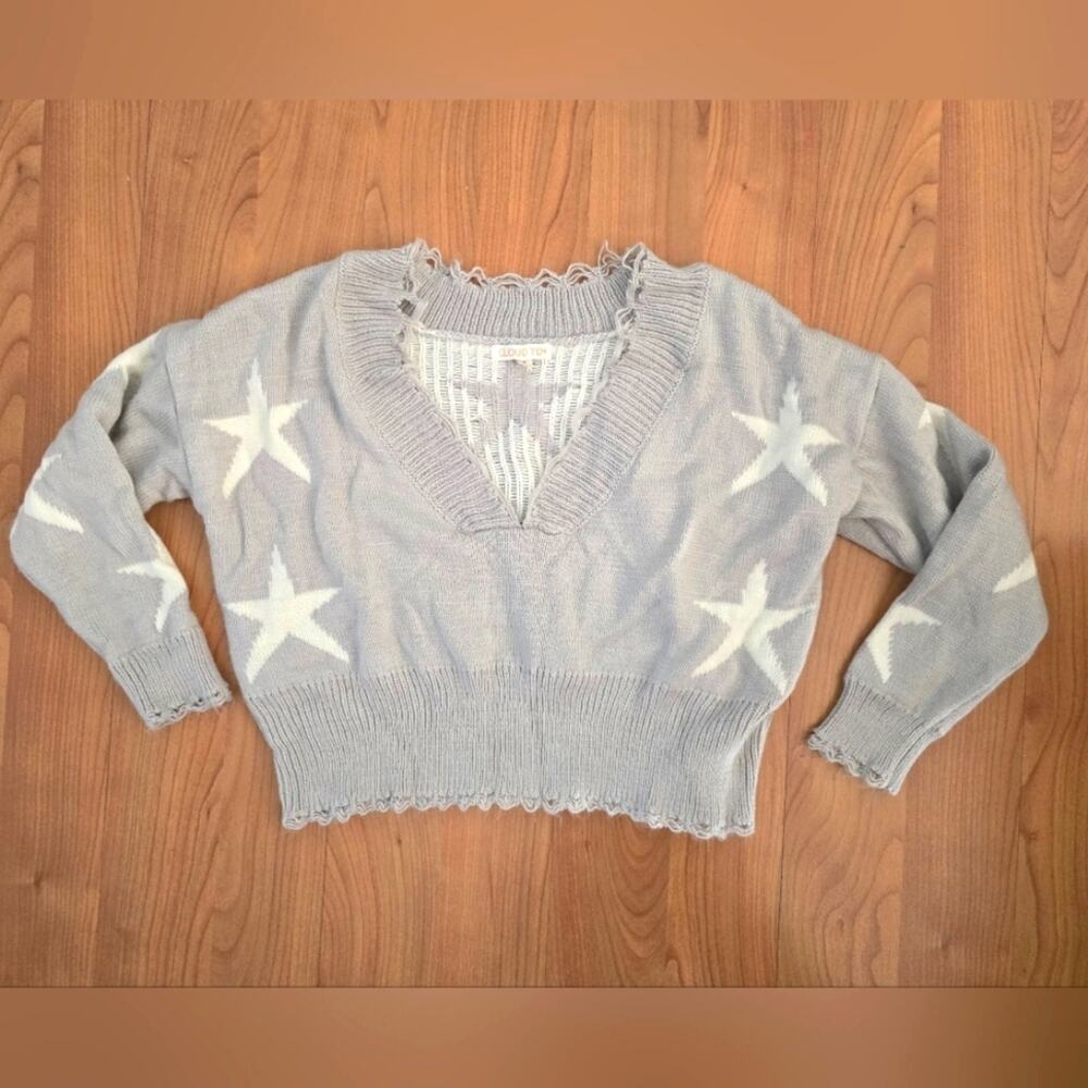 Oversized Rough Edge Star Sweater Small EUC